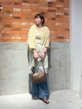 「LOWRYS FARM（ローリーズファーム）のソウバリスクエアタンクトップ　294378（タンクトップ、ゴールド系）」を使った、kanamiさん（レディース）の夏コーディネート