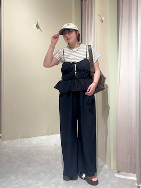 「LOWRYS FARM（ローリーズファーム）のフライスチビＴＥＥ 637055（Tシャツ/カットソー、ホワイト系）」を使った、kanamiさん（レディース）の夏コーディネート