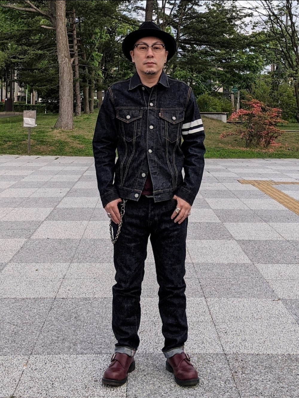 ゆっきぃ｜桃太郎ジーンズのデニムジャケットを使ったコーディネート