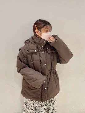 「one after another NICE CLAUP（ワンアフターアナザーナイスクラップ）のアイテム（ダウンジャケット/コート）」を使った、おみほさん（レディース・154cm）の夏コーディネート