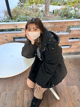 「one after another NICE CLAUP（ワンアフターアナザーナイスクラップ）のアイテム（ダウンジャケット/コート）」を使った、おみほさん（レディース・153cm）の冬コーディネート