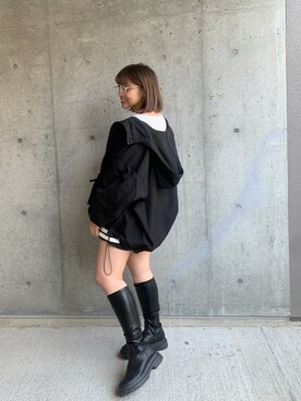 「one after another NICE CLAUP（ワンアフターアナザーナイスクラップ）のアイテム（マウンテンパーカー）」を使った、おみほさん（レディース・154cm）の春コーディネート