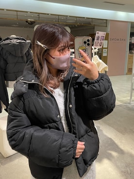「one after another NICE CLAUP（ワンアフターアナザーナイスクラップ）のアイテム（ダウンジャケット/コート）」を使った、おみほさん（レディース・154cm）の冬コーディネート