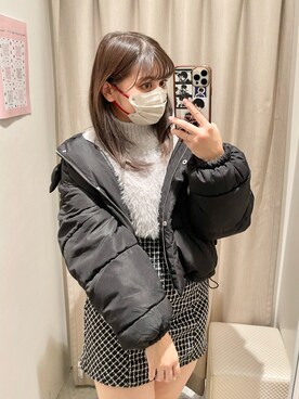 「one after another NICE CLAUP（ワンアフターアナザーナイスクラップ）のアイテム（ダウンジャケット/コート）」を使った、おみほさん（レディース・154cm）の冬コーディネート