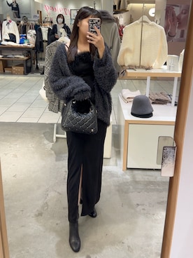 「フェザー」｜「アイテム（ワンピース/ドレス）」を使った、おみほさん（レディース・153cm）の冬コーディネート