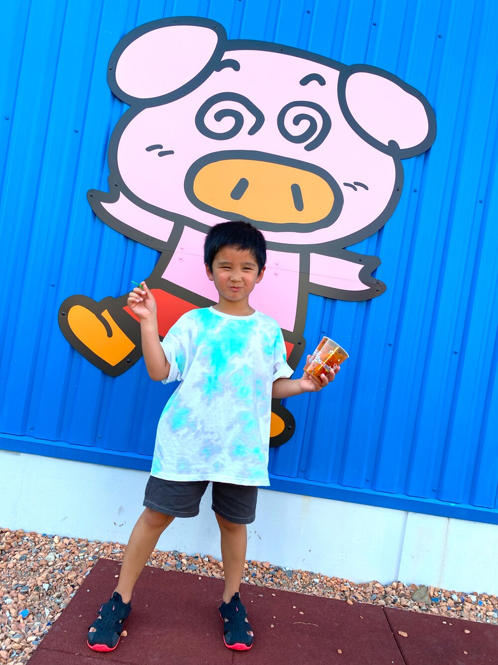 「taao_18のアイテム（Tシャツ/カットソー、ブルー系）」を使った、SHUNKIさん（キッズ・120cm）の秋コーディネートの1枚目の写真