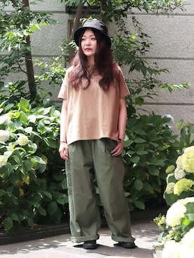 「WILD THINGS（ワイルドシングス）のアイテム（帽子）」を使った、Domingo officeさん（レディース・158cm）の夏コーディネート