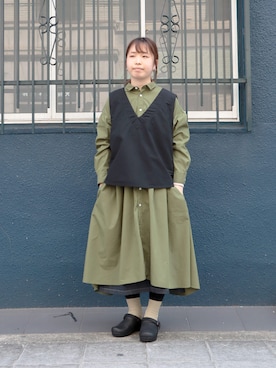「ドミンゴ」｜「アイテム（シャツワンピース）」を使った、Domingo officeさん（レディース・155cm）の春コーディネート