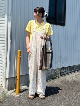 「アイテム（サロペット/オーバーオール、ベージュ系）」を使った、shizukü    さん（レディース・173cm）の夏コーディネート