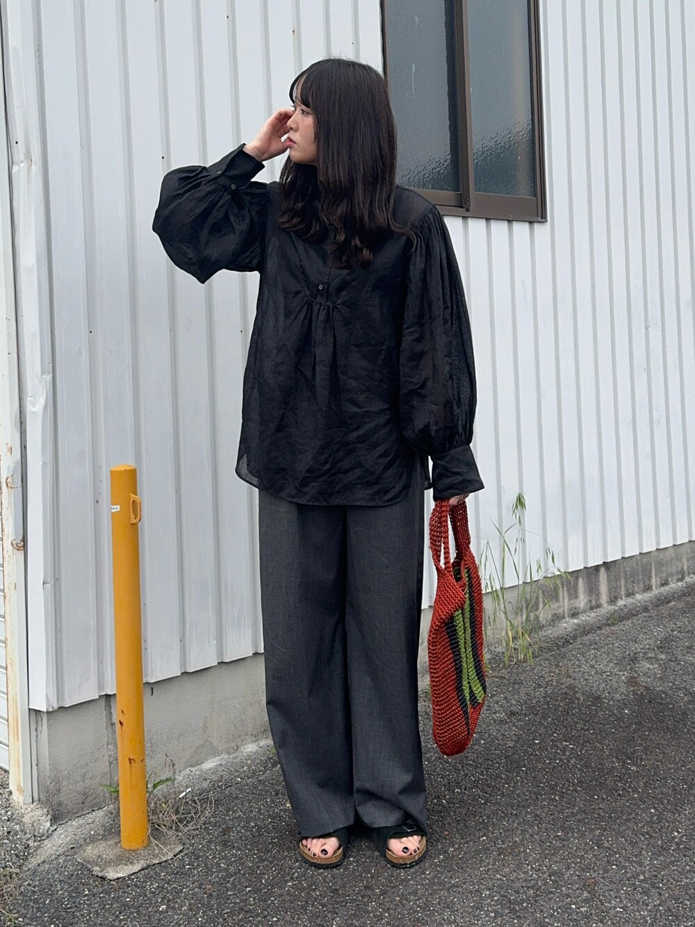 【関税込み】EYTYS タン Roxane トラウザーズ ssstein | シュタイン LONG WIDE TROUSERS(BLACK) / ロング