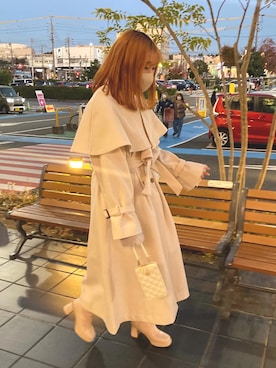 「ケープコート」｜「アイテム（ステンカラーコート）」を使った、yukinaさん（レディース・160cm）の秋コーディネート