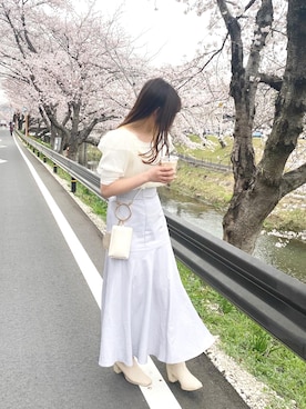 「one after another NICE CLAUP（ワンアフターアナザーナイスクラップ）のアイテム（ニット/セーター）」を使った、yukinaさん（レディース・160cm）の春コーディネート