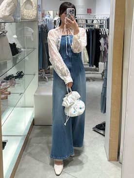「one after another NICE CLAUP（ワンアフターアナザーナイスクラップ）のアイテム（サロペット/オーバーオール）」を使った、yukinaさん（レディース・160cm）の夏コーディネート