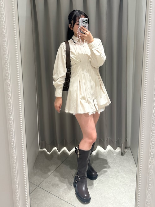 Y's Pink Label 重ね着風 フロントジップ シャツワンピース Y's Pink Label 重ね着風 フロントジップ シャツワンピース