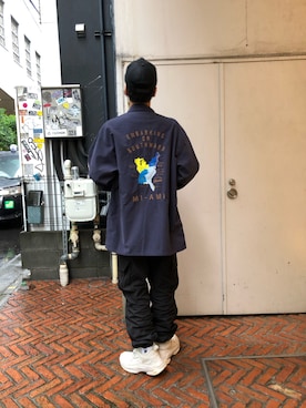 「AVIREX（アヴィレックス）のアイテム（カバーオール）」を使った、りいちさん（メンズ・168cm）の春コーディネート