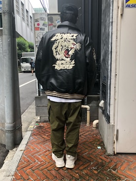 「秋服コーデ」｜「アイテム（スタジャン）」を使った、りいちさん（メンズ・168cm）の秋コーディネート