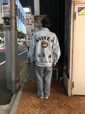 「リラックススタイル」｜「アイテム（スタジャン）」を使った、りいちさん（メンズ・168cm）の秋コーディネート