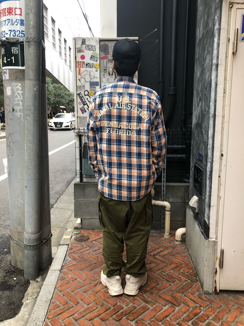 LONGSLEEVE INDIGO CHECK EMBROIDERY SHIRT / ロングスリーブ インディゴ チェック エンブロイデリー シャツ / AVIREX / アヴィレックス