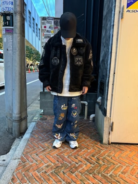 「AVIREX（アヴィレックス）のアイテム（ジャケット/アウター）」を使った、りいちさん（メンズ・168cm）の秋コーディネート
