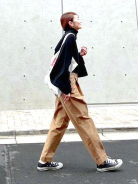 「DOUBLE STANDARD CLOTHING（ダブルスタンダードクロージング）のアイテム（チノパンツ）」を使った、ＬＵＭＩＥさん（レディース・163cm）の秋コーディネート
