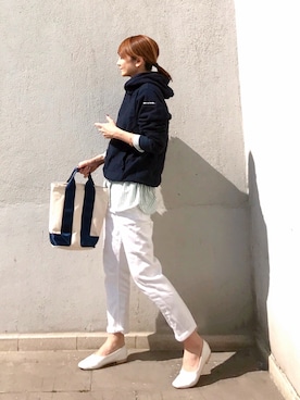 「BEAUTY&YOUTH UNITED ARROWS（ビューティーアンドユースユナイテッドアローズ）のby ※∵デニムテーパードパンツ◆（デニムパンツ）」を使った、ＬＵＭＩＥさん（レディース・163cm）の春コーディネート