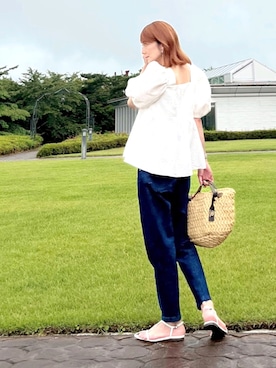 「Sunny clouds（サニークラウズ）のアイテム」を使った、ＬＵＭＩＥさん（レディース・163cm）の夏コーディネート