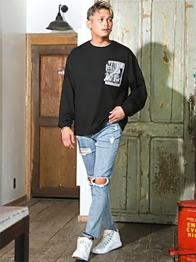 「LUXSTYLE（ラグスタイル）のアイテム（パンツ）」を使った、LUX STYLE staffさん（メンズ・180cm）の秋コーディネート