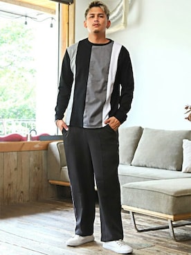 「異素材トップス」｜LUX STYLE staffさん（メンズ・180cm）の秋コーディネート