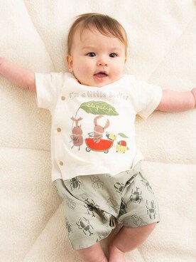 「アイテム（ママ＆ベビー、グリーン系）」を使った、BEBE ONLINE STOREさん（キッズ・59cm）の春コーディネート