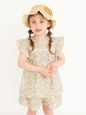 「SLAP SLIP（スラップスリップ）のアイテム（ハット）」を使った、BEBE ONLINE STOREさん（キッズ・110cm）の夏コーディネート
