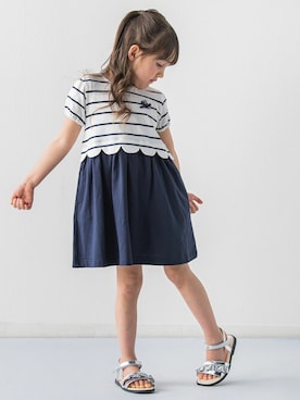 「マリン」｜「アイテム（ワンピース/ドレス）」を使った、BEBE ONLINE STOREさん（キッズ・108cm）の春コーディネート