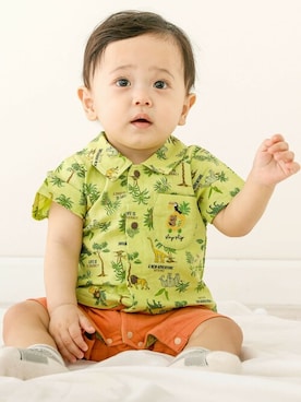 「アイテム（ママ＆ベビー、グリーン系）」を使った、BEBE ONLINE STOREさん（キッズ・68cm）の春コーディネート