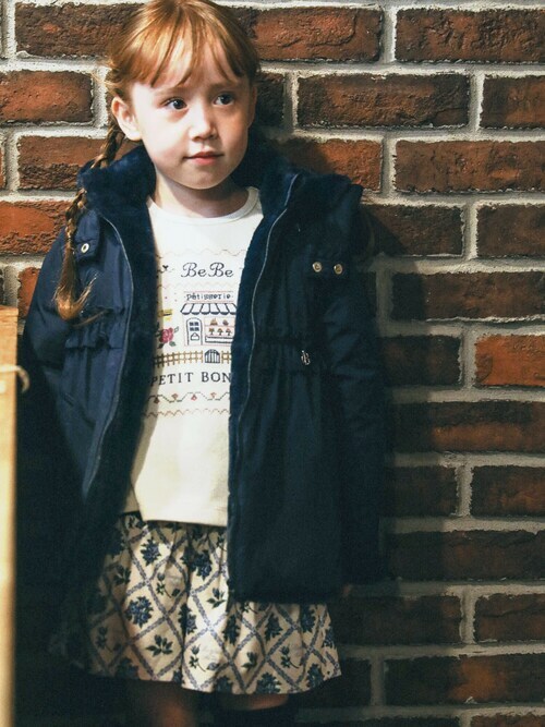 BeBe（ベベ）の「【撥水加工】タフタ裏ファー中綿ブルゾン(80~150cm