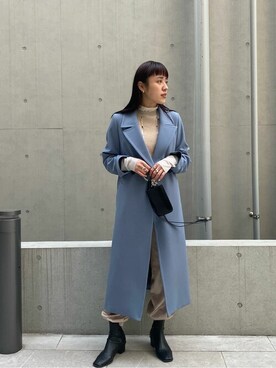 「スタイリング」｜「アイテム（チェスターコート）」を使った、yukisugasawaさん（レディース・155cm）の冬コーディネート