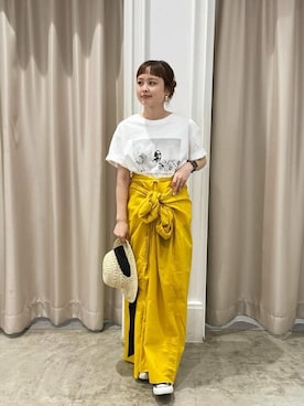 「アイテム（ワンピース/ドレス、オレンジ系）」を使った、a o Iさん（レディース・156cm）の夏コーディネート
