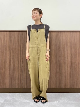 「アイテム（サロペット/オーバーオール、イエロー系）」を使った、a o Iさん（レディース・156cm）の夏コーディネート