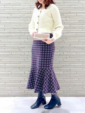 「グレージュ」｜「アイテム（財布/小物）」を使った、SamanthaThavasaPetitChoiceShopStaffさん（レディース・160cm）の冬コーディネート