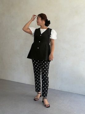 「prose verse（プロズヴェール）のパフスリーブTシャツ（Tシャツ/カットソー、ホワイト系）」を使った、さーぽん🍒さん（レディース・167cm）の夏コーディネート