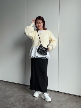 「ニットカーディガン」｜saaya  ☺︎さん（レディース・166cm・20代）の冬コーディネート