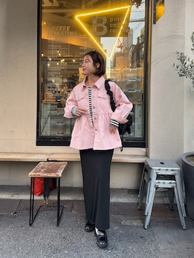 「prose verse（プロズヴェール）の【低身長・高身長サイズあり】ウエストドロストカットリブナロースカート（スカート、ブラック系）」を使った、saaya  ☺︎さん（レディース・167cm）の冬コーディネート