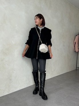 「prose verse（プロズヴェール）のセーラーカラーボンディングペプラムジップブルゾン（パーカー）」を使った、saaya  ☺︎さん（レディース・166cm・30代）の秋コーディネート