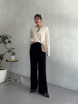 「prose verse（プロズヴェール）のアイテム（Tシャツ/カットソー）」を使った、さーぽん🍒さん（レディース・167cm）の秋コーディネート