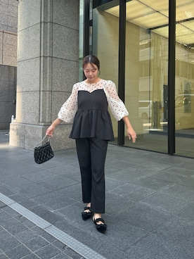 ブラウス シャツ シアードットハートネックビスチェドッキングペプラムブラウス レディース シアードットハートネックビスチェドッキングペプラムブラウス