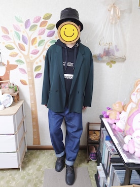 「RAGEBLUE（レイジブルー）のアイテム（スニーカー）」を使った、とんこつさん（メンズ・166cm）の秋コーディネート