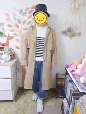 「niko and ...」｜「アイテム（トレンチコート）」を使った、とんこつさん（メンズ・166cm）の春コーディネート