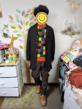 「アイテム（キャスケット）」を使った、とんこつさん（メンズ・166cm）の冬コーディネート