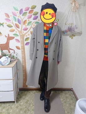 「BEAMS」｜「アイテム（チェスターコート）」を使った、とんこつさん（メンズ・166cm）の冬コーディネート