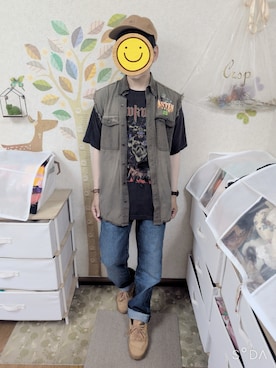 「Levi's（リーバイス）のアイテム（パンツ）」を使った、とんこつさん（メンズ・166cm）の夏コーディネート
