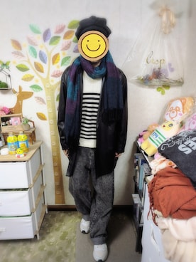 「アイテム（スニーカー）」を使った、とんこつさん（メンズ・166cm）の冬コーディネート