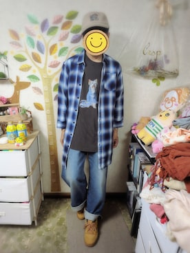 「ロングシャツ」｜とんこつさん（メンズ・166cm）の秋コーディネート
